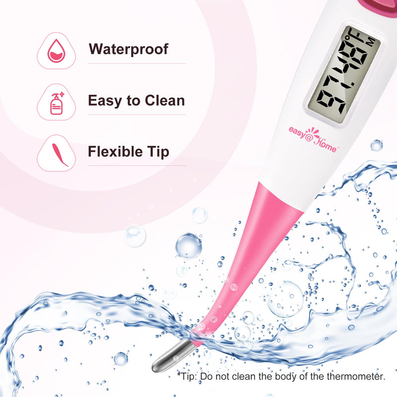 Easy@Home Ovulation Test Kit: 50 Ovulation Strips + EBT-018 Basal Body Thermometer Pink