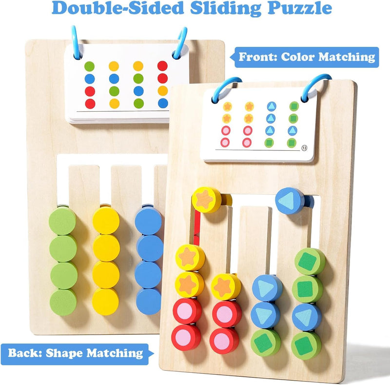 Pack of 2 Dementia Activity 2026 Update Colour Memory Game for Seniors Wooden with 20 Cards, Double-Sided Playable & Cards Securely Fixed, Easy to Grip, Activation & Memory Training