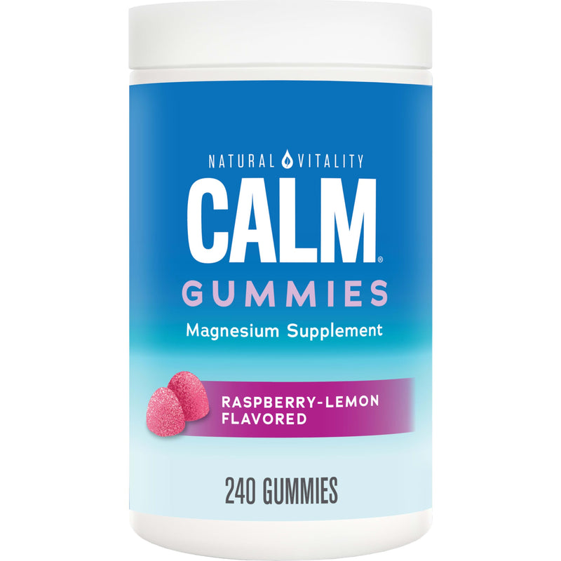 [Australia] - Natural Vitality Calm, Magnesium Citrate Supplement, Stress Relief Gummies, Supports a Healthy Response to Stress, Gluten Free, Vegan, Raspberry Lemon, 240 Gummies (Packaging May Vary) 