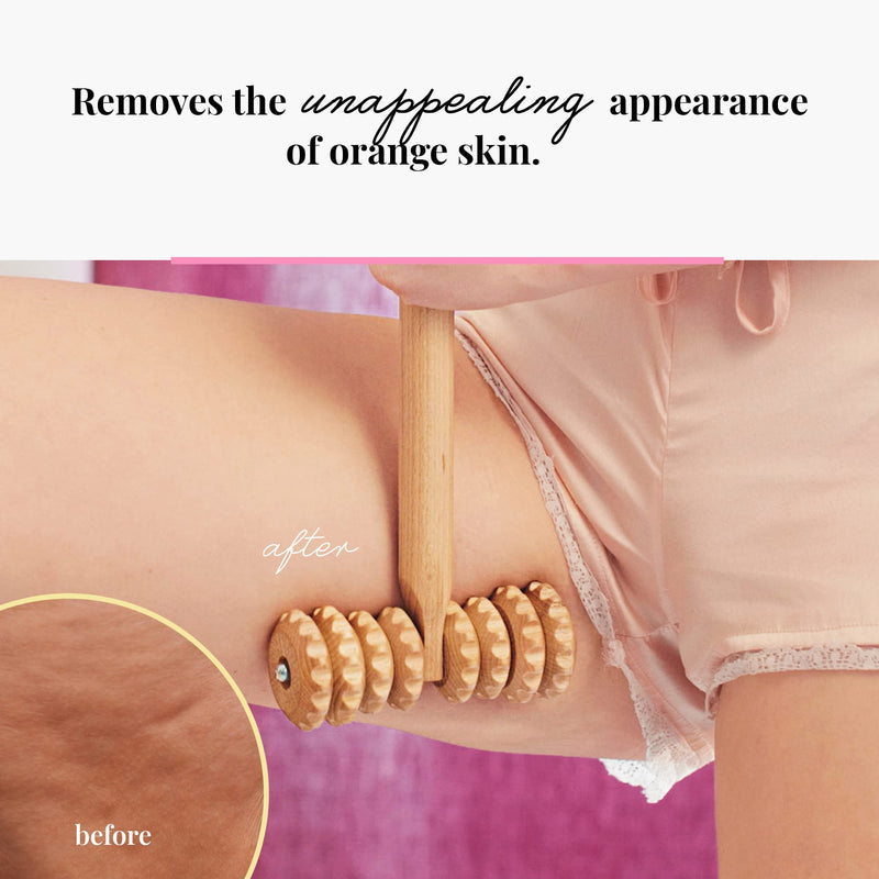 [Australia] - T-Shape Massager with Grooved Rollers, Multi-Functional Body Roller for Cellulite Reduction, Eases Muscle Tension and Supports Skin Health, Natural Muscle Roller 