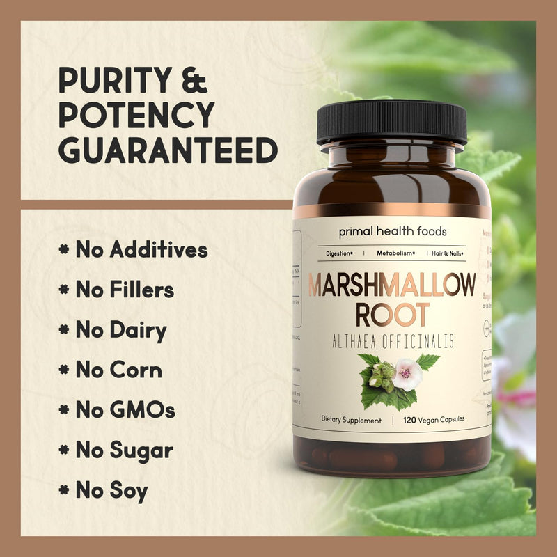 [Australia] - Organic Marshmallow Root 1000 mg 60 Servings | Digestive Support | Vegetarian, Organic, Non-GMO & Gluten Free 