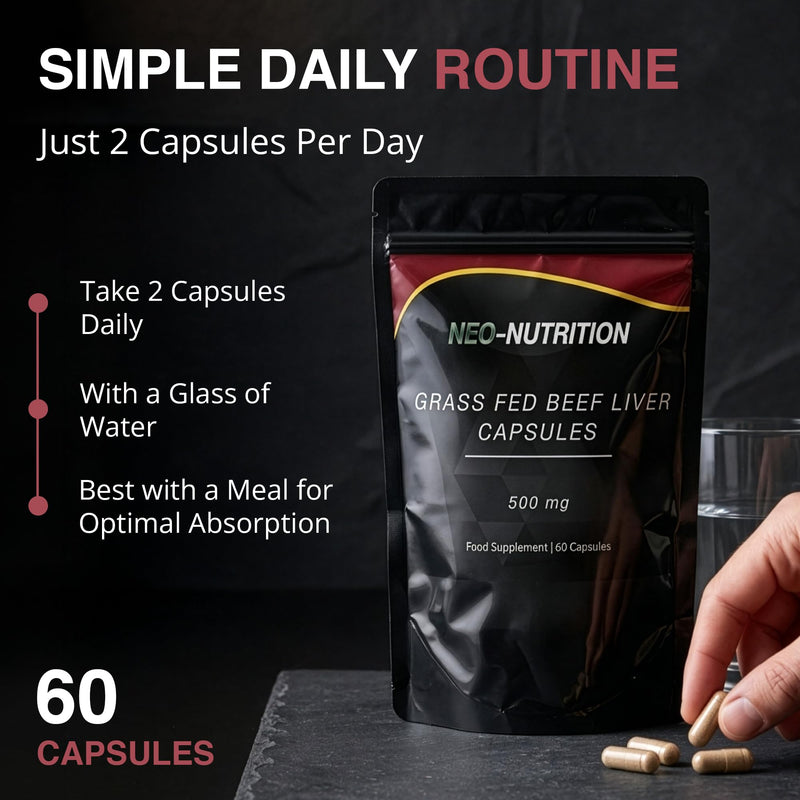 Grassfed Beef Liver Capsules 500mg - Supports Liver, Brain, and Heart Health (60 Capsules) 60 count (Pack of 1)