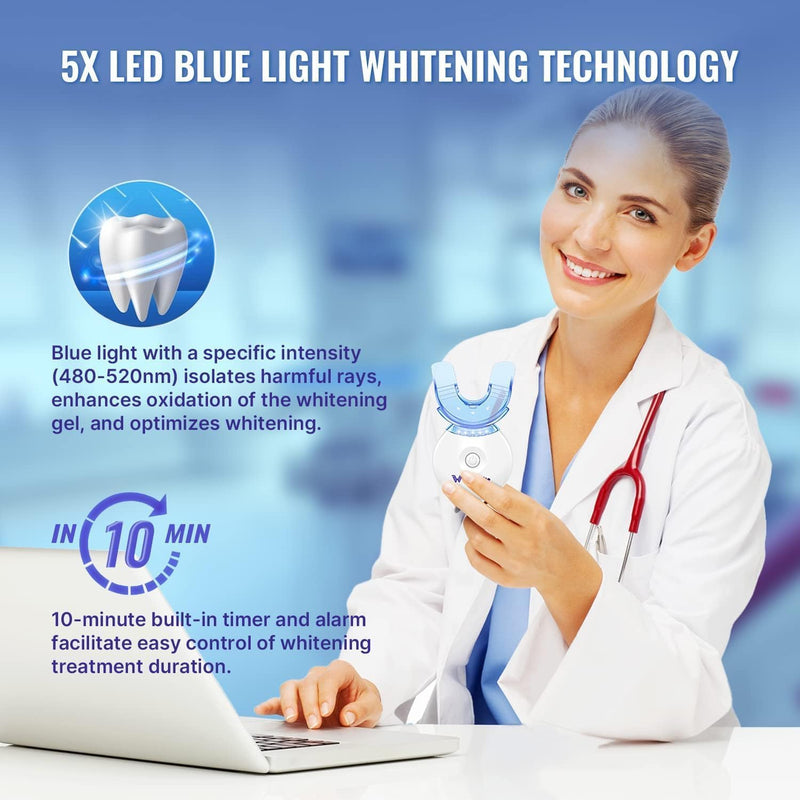Whitebite Pro Teeth Whitening Kit for Sensitive Teeth | 4 Whitening Gels & 2 Remineralizing Gels | LED Light System for Fast Results | Professional Dental Grade | Enamel Safe Frozen Air