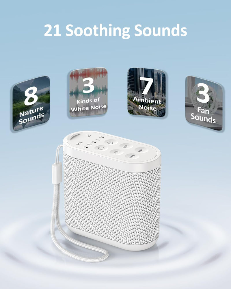 [Australia] - Portable Travel Sound Machine for Adults, Baby Sleeping - White Noise MachineÔºöRechargeable Battery, Headphone Jack, 21 Sounds, Sleep Timer - Noise Machine for Office Privacy & Noise Canceling, Home Small 