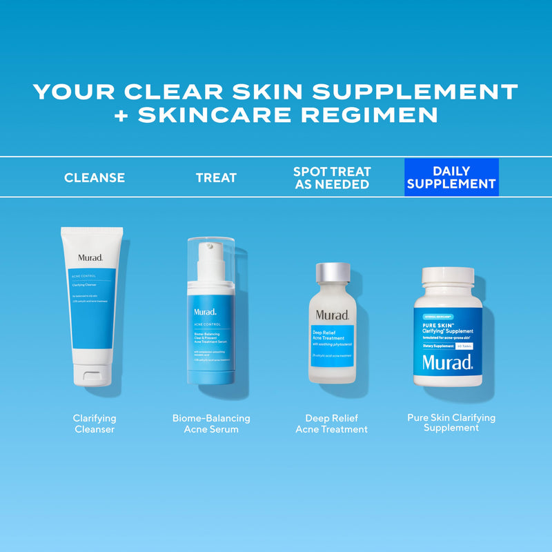 Murad Pure Skin Clarifying Supplement - Acne-Prone Skin - 60 Tablets | Acne supplements with Vitamin A, Burdock Root & Zinc support gut health to improve skin health 60 Count (Pack of 1)