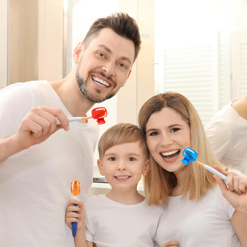 [Australia] - 6 Pack Toothbrush Covers Portable Toothbrush Protector Coverings Clips Tooth Brush Storage Head Cover Cap for Kids Bathroom Home Travel Tooth Brush Case Red Blue Green Orange Gray Clear 