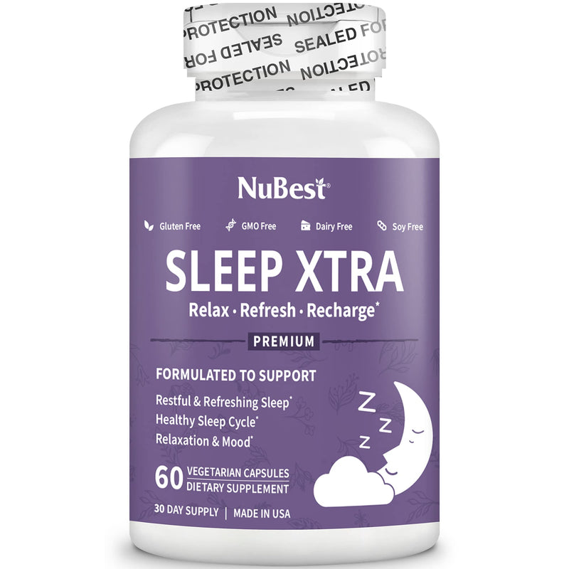 NuBest Sleep Xtra | Supports Healthy Sleep for Adults | Vitamin B6, Melatonin, Ashwagandha, Chamomile, Valerian & More - Non Habit-Forming | 60 Vegan Capsules |1 Month Supply 60 Count (Pack of 1)