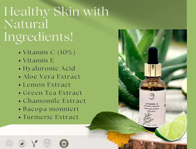 Vitamin C Face Serum - Brightening, Hydrating, Glowing Skin with Hyaluronic Acid, Turmeric, Vitamin E, Green Tea Extract, Anti Aging Facial Serum for Fine Lines & Wrinkles – 1 Fl Oz