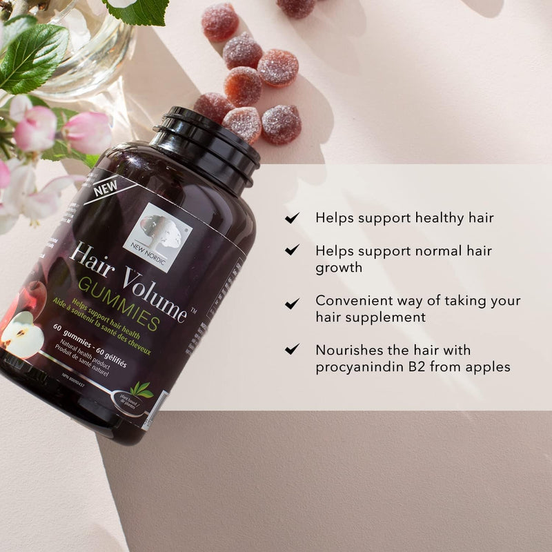 NEW NORDIC Hair Volume Daily Biotin Support Gummies 60-Day Supply - 1 Pk | Daily biotin gummies with biotin and apple extract in a delicious red apple flavor for everyday wellness routines 60 Count (Pack of 1)