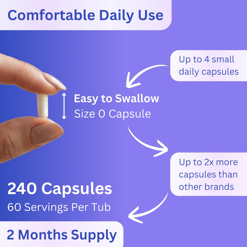 Magnesium Glycinate 3-in-1 Complex, 240 Capsules, UK Made | Magnesium Bisglycinate, Citrate & Malate Complex, Sleep & Relaxation, Vegan, 2 Months Supply, Supplement for Women & Men