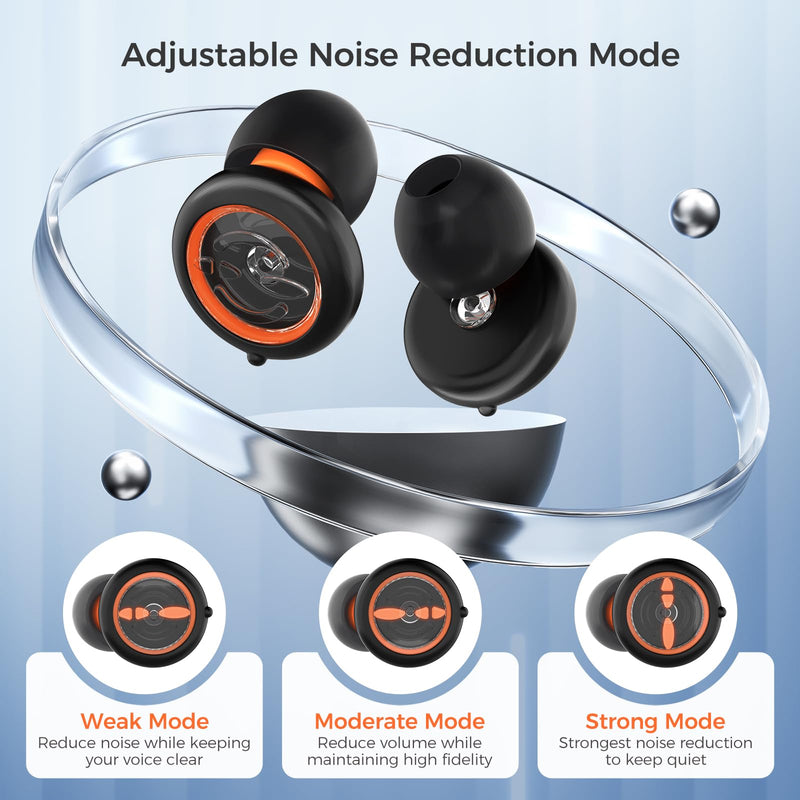 [Australia] - Senvok Ear Plugs for Sleeping Noise Cancelling with 50dB NRR - 3 Adjustable Noise Reduction Levels - Soft Reusable Silicone Hearing Protection Earplugs for Sleep, Work, Travel (Black) Black 