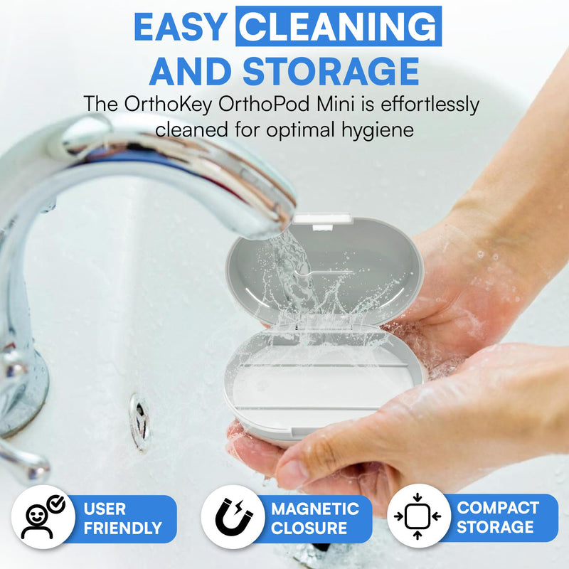 OrthoKey OrthoPod Mini Dental Travel Retainer Case - Light Blue, Versatile Orthodontic Holder for Retainers, Aligners, and Mouth Guards Orthopod Mini- Light Blue