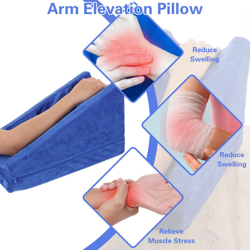 [Australia] - Gray Arm Elevation Pillow with 2 Pockets, Soft Ergonomic Support Pillow for Elbow Arm Rest Wedge Pillow Broken Arm Gifts with High Density Foam for Recovery Sleeping Care 