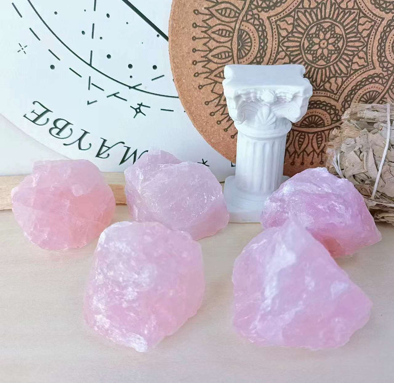 [Australia] - LAIDANLA Rose Quartz 2" Natural Rough Stones Crystal Large Raw Crystals Bulk Healing Gemstones for Reiki Healing Tumbling Fountain Rocks Wire Wrapping Decoration Cabbing Lapidary 4PCS 0.55lb 0.55 Pound 