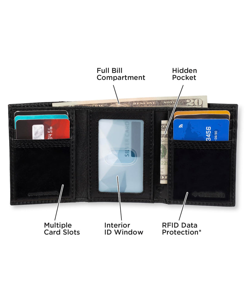 Columbia Men's RFID Trifold Wallet One Size Black Stitch