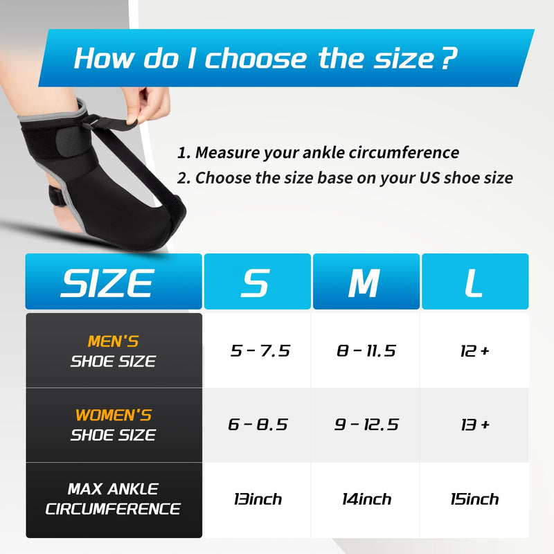 Plantar Fasciitis Night Splint Sock with Massage Ball for Plantar Fasciitis Relief, Soft & Comfortable Foot Brace for Achilles Tendonitis Heal Spur Foot-drop Flat-arch for Women and Men, Small-Black