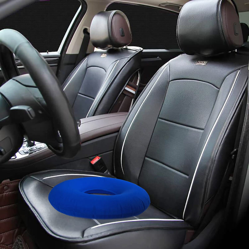2 Pack Donut Pillow, Donut Cushion Seat, Inflatable Ring Cushion with A Pump, Hemorrhoid Seat Pillow, Round Wheelchairs Seat Cushion for for Home, Car or Office (15" Blue & Gray)