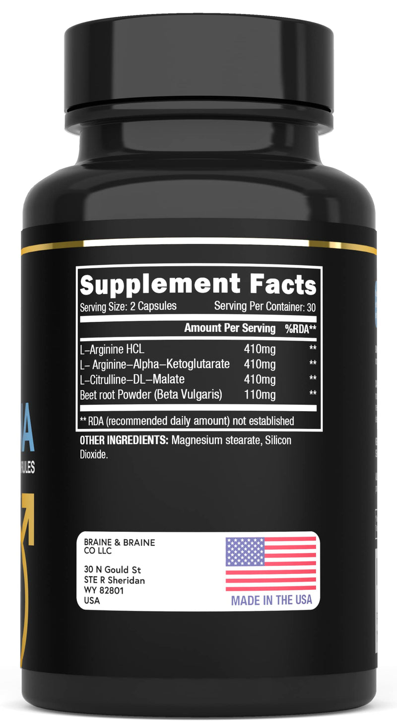 [Australia] - Stamina | L-Arginine, L -Citrulline & Nitric Oxide Supplement for Men | Promotes Male Vitality, Blood Flow and Endurance | 60 Capsules 