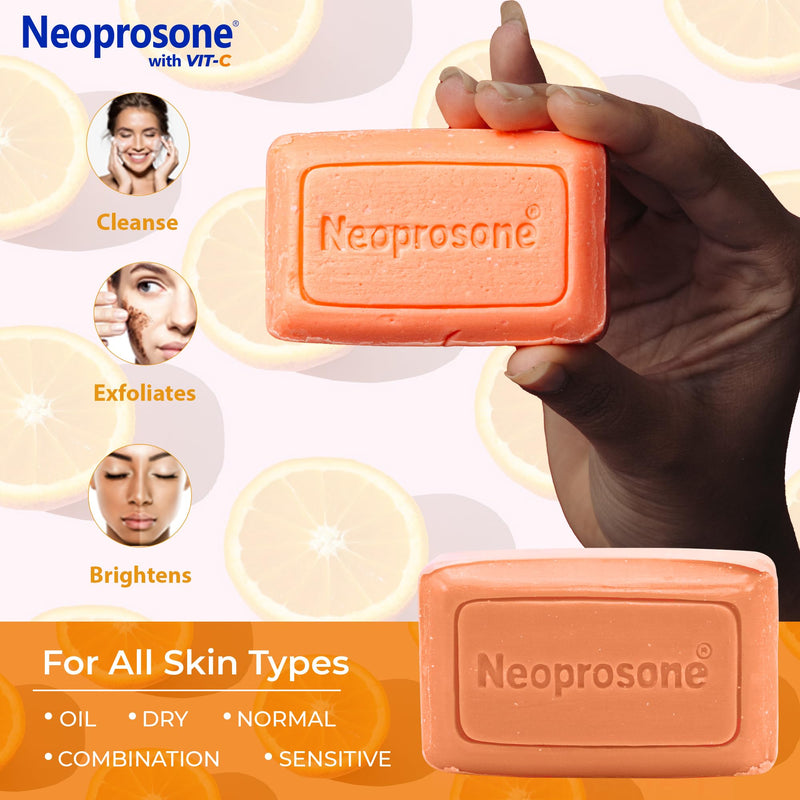Neoprosone Skin Brightening Soap, 2.82 oz / 80 g, Hyperpigmentation Soap, Cleansing Bar, Fade Dark Spots on Knees, Elbows, Face, Private Areas, with Vitamin C and Castor Oil 2.8 Ounce (Pack of 1)