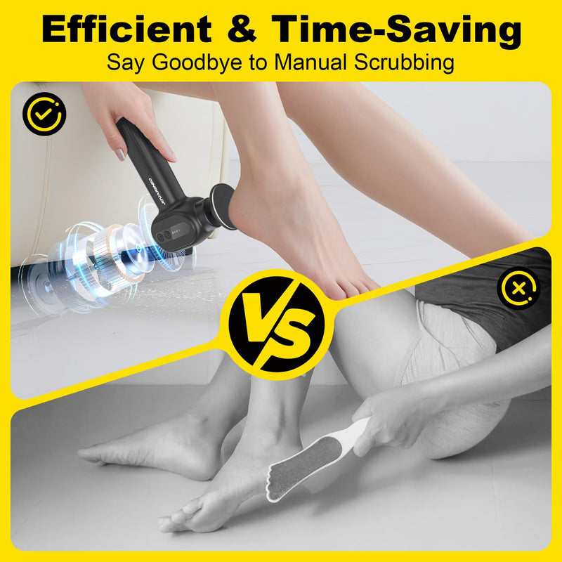 [Australia] - Electric Foot Callus Remover Rechargeable, Electronic Foot File Pedicure Tool, 2 in 1 Foot Grinder, Pro Foot Scrubber Kit for Dead, Hard, Cracked Skin, with 6 Speeds & 20 Sandpaper Discs 