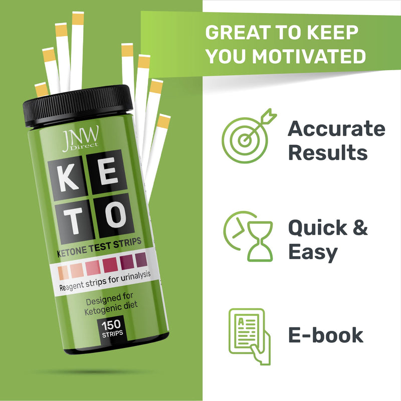 [Australia] - Ketone Test Strips by JNW Direct, 150 Keto Test Strips for Keto, Low Carb Diet - Urine Test Strips, Ketosis Strips Test Urine, Keto Strips, Ketone Urinalysis Test Strips, Ketones Test Kit - Free eBook 150 Count (Pack of 1) 