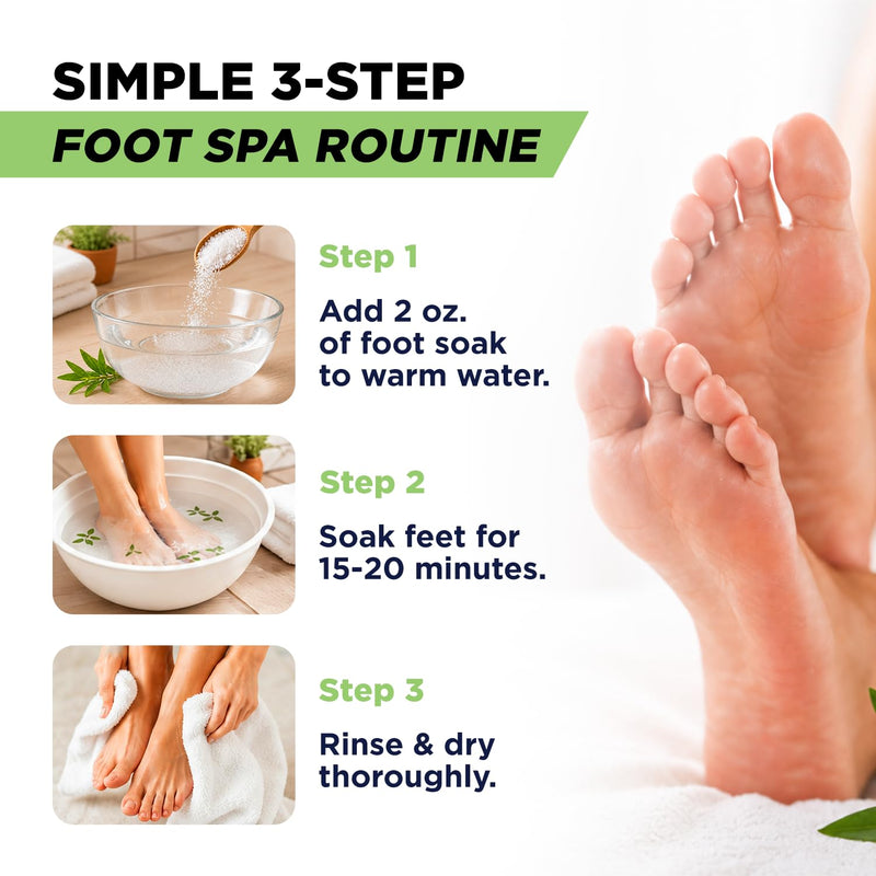 Tea Tree Oil Foot Soak with Epsom Salt - For Toenail Repair, Athletes Foot, Softens Calluses, Soothes Sore & Tired Feet, Nail Discoloration, odor Scent, Spa Pedicure Care - Made in USA 16 oz Tea Tree 16 Ounce (Pack of 1)