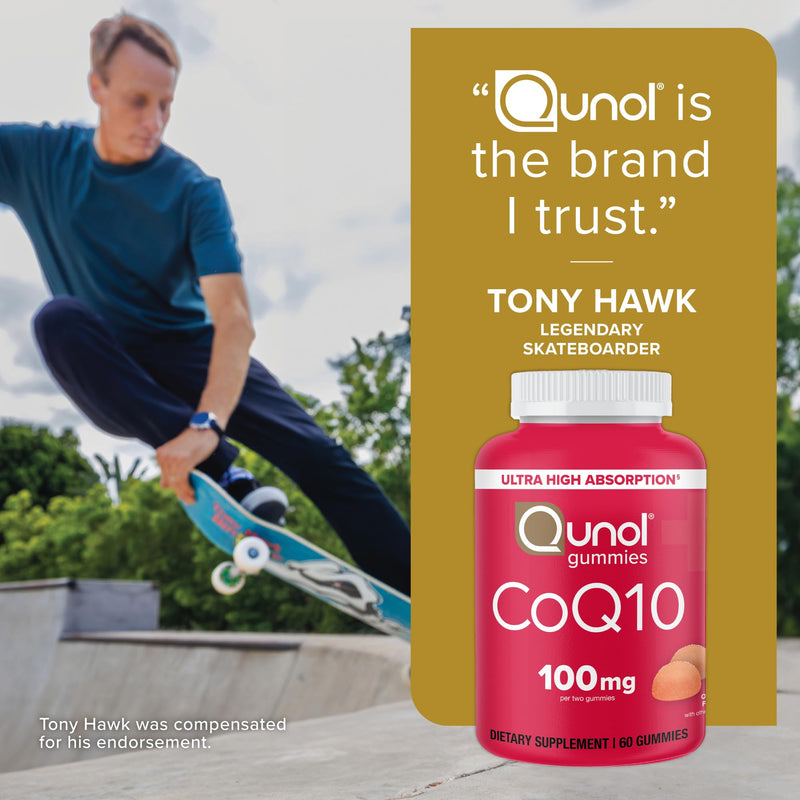 Qunol CoQ10 100mg Gummy, Ultra High Absorption, Antioxidant, 120 Gummies 60 Count (Pack of 2)