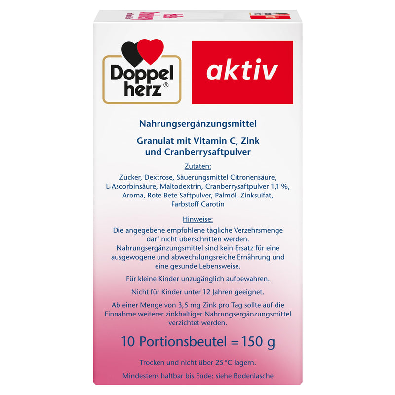 [Australia] - Doppelherz Hot Cranberry - Vitamin C and Zinc to support the normal function of the immune system - hot and cold - vegan - 10 bags Hot Cranberry + Vitamin C + Zinc 10 bags (pack of 1) 