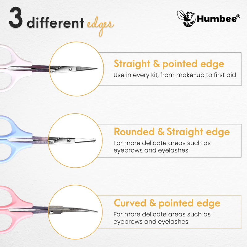 Hair Trimming Scissors Set, Grooming Scissors for Facial Hair, Nose Hair, Mustache, and Beard Grooming, Stainless Steel Eyebrow Scissors White Grooming Scissors (Set of 3)