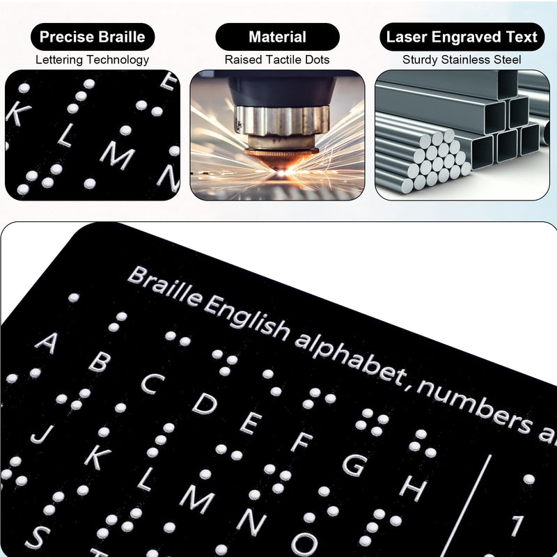 Gosknor Braille Alphabet Board, Braille Alphabet Board with Raised Dots Numbers & Punctuation Learning Letter Fingerboard for Beginners Teaching Aid Blind Children (Horizontal)