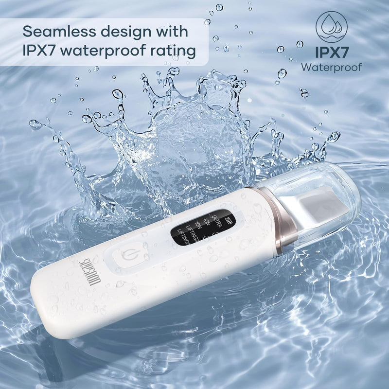 [Australia] - 4 in1 Facial Skincare Scrubber,Skin Scrubber Face Spatula - Blackhead Remover with 4 Modes, Pore Extractor Face Spatula Deep Cleansing for Facial Skincare LCD Display, IPX7 Waterproof-Purple-White white 