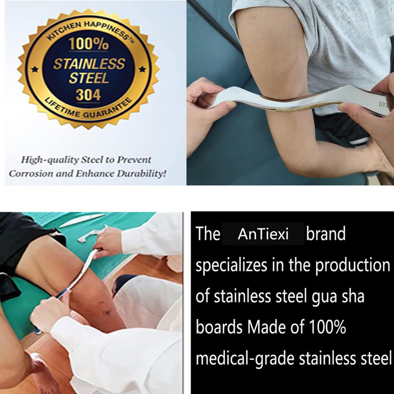 [Australia] - Professional Muscle Scraper Stainless Steel Gua Sha Massage Tool Set, 5-Piece with Case, Physical Therapy and Soft Tissue Mobilization Tool AnTiexi-5set3 