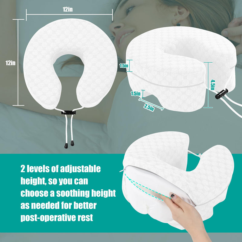 [Australia] - BALAPET Adjustable Face Down Pillow After Eye Surgery, Breathe Face Surgery Pillow for Prone Down Resting, Facial Pillow as a Home Massage Headrest or Contoured Post-Eye Surgery Support(White) White 