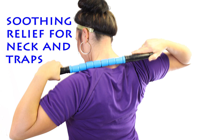 [Australia] - Advanced Series - The Stick Massage Roller Muscle Roller Stick for Muscles - Fitness Answered Training - 16.75" Stainless Steel Core - Large Roller Gap Great for Neck and Back Advanced Blue 