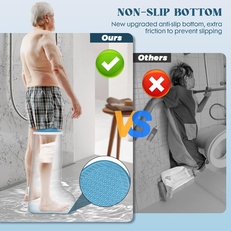 [Australia] - Waterproof Extra Wide Full Leg Cast Cover for Shower with Upgraded Non-Slip Bottom, Cast Protector for Shower after Leg Knee Surgeries, Large Cast, Knee Immobilizer/Brace, Walking Boots,Reusable New-Extra Wide Full Leg 
