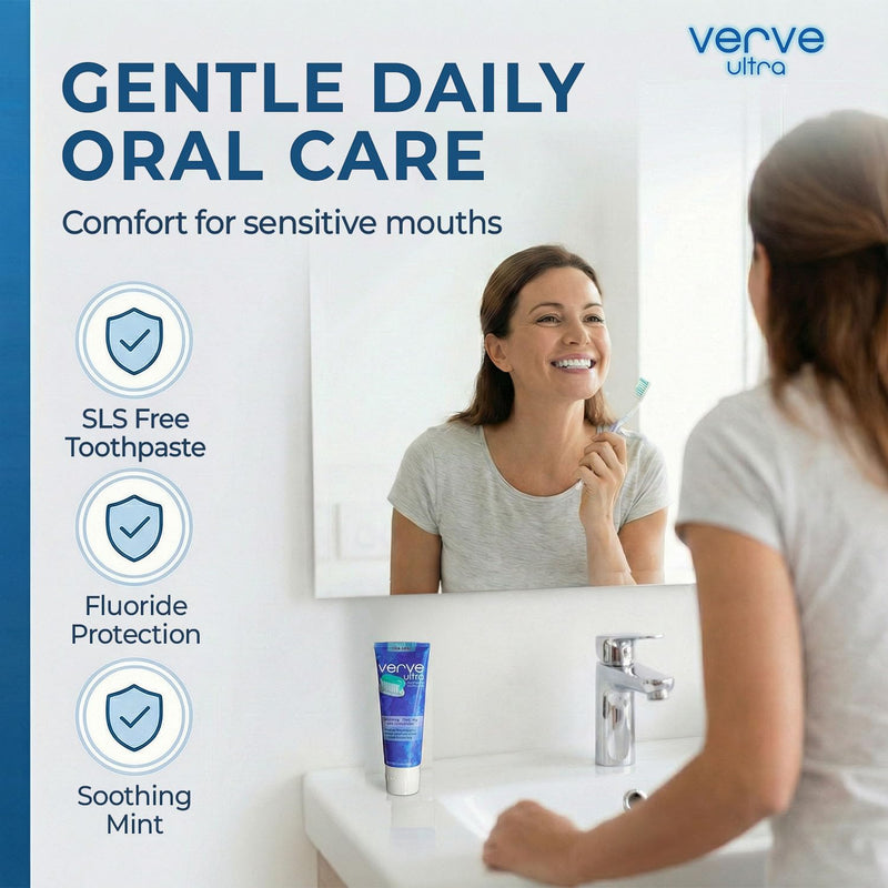 Verve Ultra SLS-Free Toothpaste with Fluoride Fresh Mint, SLS Free Toothpaste for Daily Use, Vitamin-E Enriched, Cruelty Free Cavity Protection, Made in USA, 4.5 oz