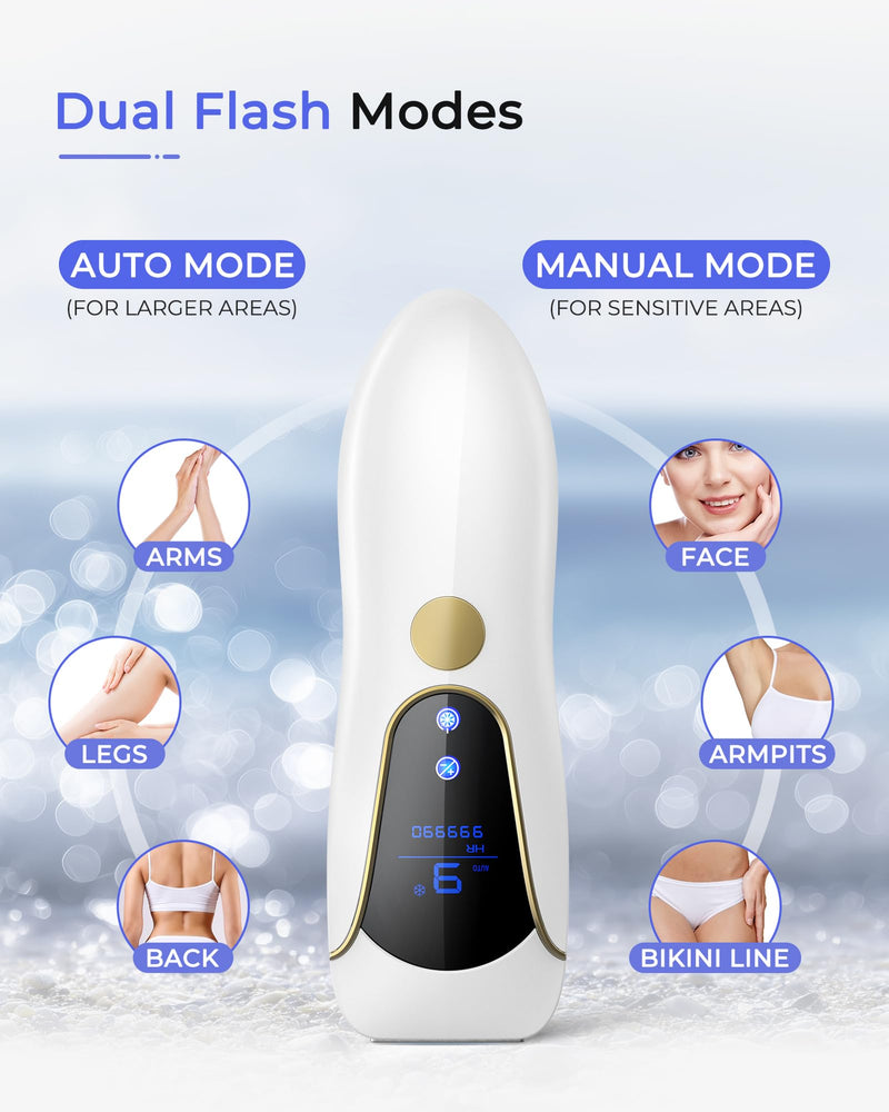 [Australia] - Laser Hair Removal for Women and Men, Air 15 Ice-cooling IPL Device Hair Removal for Nearly Painless & Long-Lasting Results From Home, 3 Modes & Auto Flashing for Fast Full Body Hair Removal 
