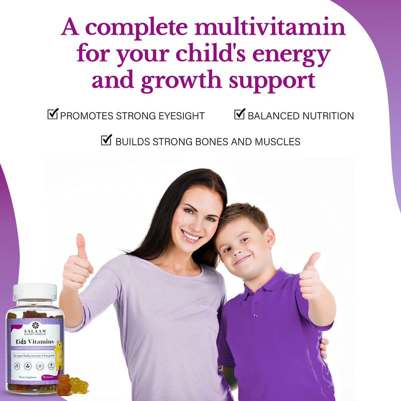 Salaam Nutritionals - Multivitamins, Multivitamins for Kids, Gummy Vitamins with 13 Essential Vitamins + Minerals, Bone and Immunity Support, 90 Count, 1 Pack Multivitamins 1pack