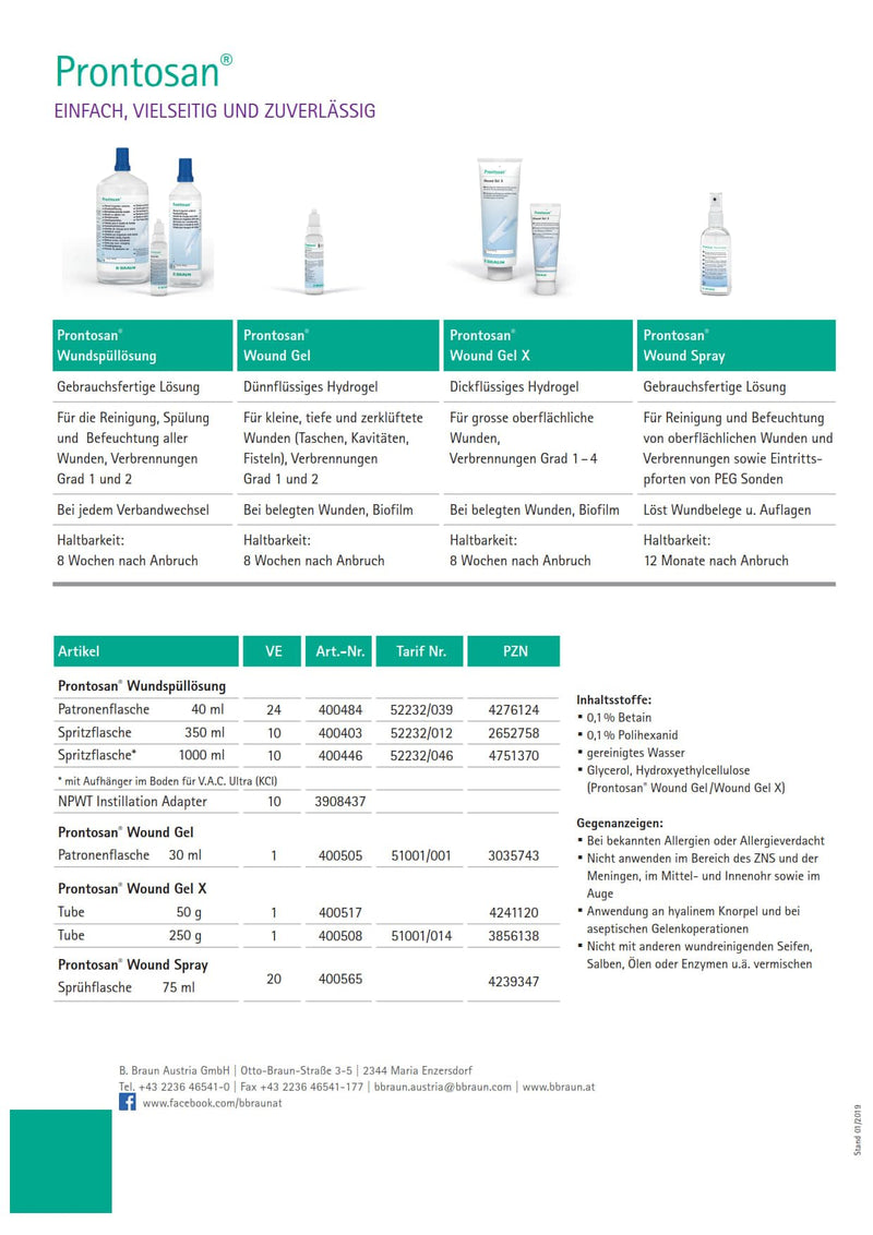 [Australia] - Prontosan Wound Gel I Cleansing and moisturizing acute and chronic wounds and burns I 30ml cartridge bottle 