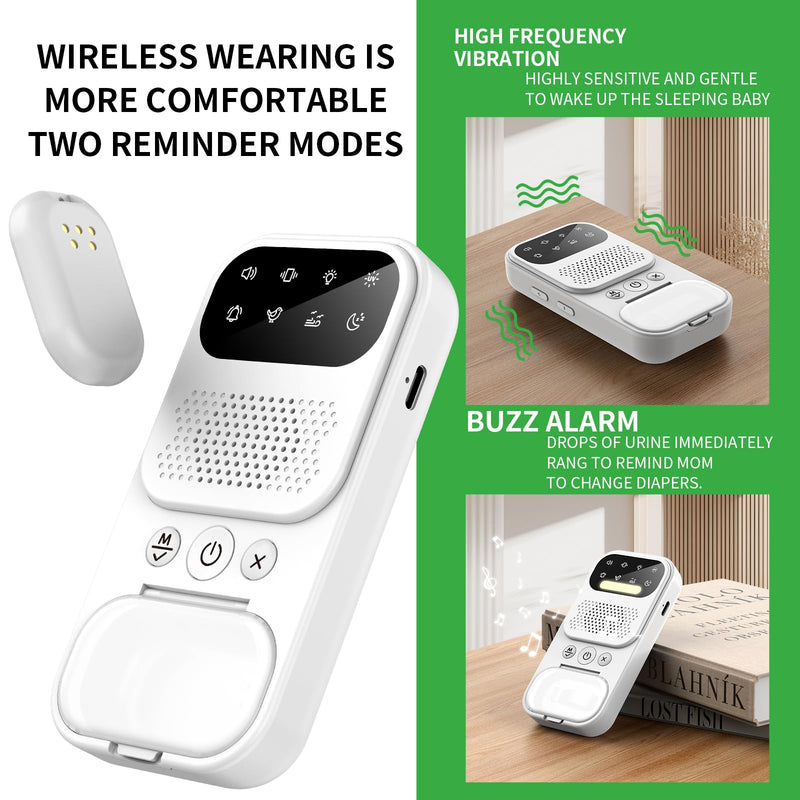 [Australia] - Wireless Bedwetting Alarm for Boys and Girls ‚Äì USB-C Rechargeable, Loud Alarm & Strong Vibration, High Sensitivity Sensor for Nighttime Potty Training, Kids Pee for Bedwetting Solutions White 