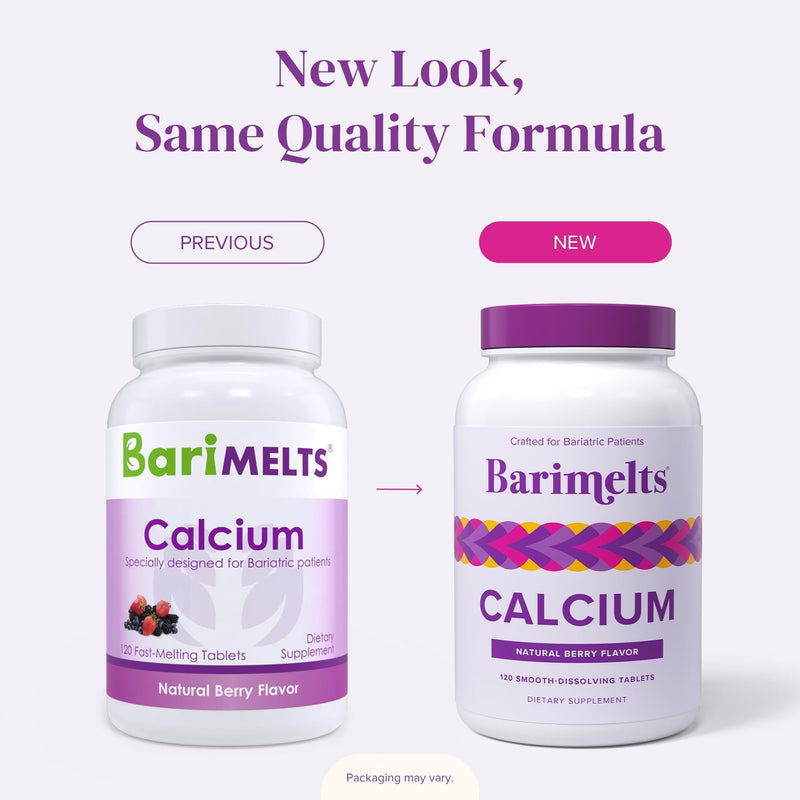 BariMelts Calcium Citrate with Vitamin D3 & Magnesium, 240 Smooth-Dissolving Tablets (2-Month Supply), Bariatric Calcium Supplements for Women, Natural Berry Flavor 120 Count (Pack of 2)