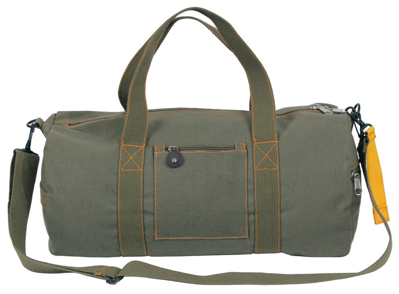 Rothco Canvas Equipment Bag, Heavyweight Cotton Carryall | Vintage-Inspired Duffle, Zippered Compartments, Adjustable Shoulder Strap, Ideal for Storage, Gym & Travel 19 Inches Olive Drab