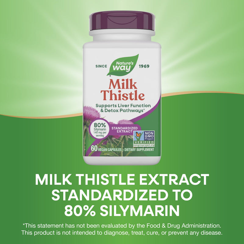 [Australia] - Nature's Way Milk Thistle, Supports Liver Function & Detox Pathways*, 175 mg Milk Thistle Seed Extract Standardized to 80% Silymarin per Serving, Vegan, 60 Capsules (Packaging May Vary) 60 Count (Pack of 1) 