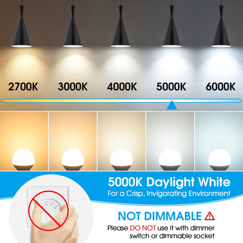 [Australia] - MAXvolador E12 LED 60W Equivalent Daylight White 5000K Ceiling Fan Bulbs, 600LM CRI 85+ Small Base Candelabra Bulbs, 6W Non-Dimmable, Pack of 6 