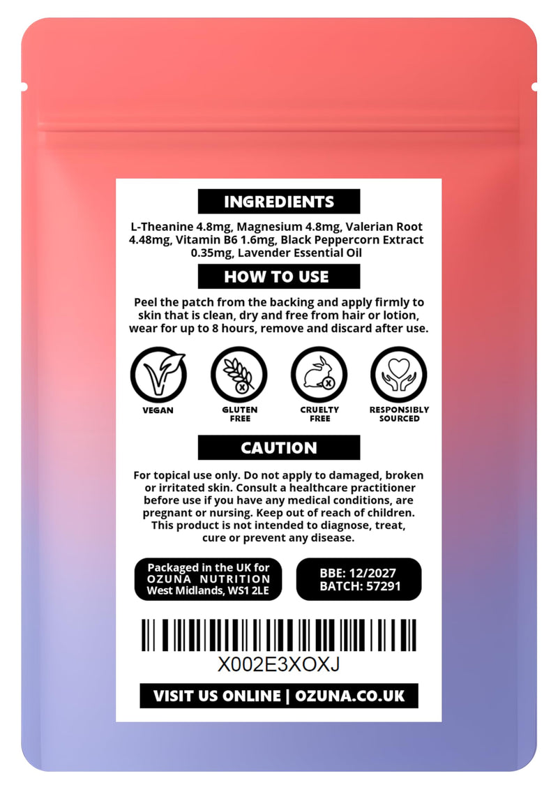 Deep Sleep Support Patches | with L-Theanine, Valerian Root, Magnesium, Vitamin B6, Lavender | Vegan, Latex-Free, Waterproof | Nighttime Pill-Free Sleep Support Supplement | 30 Patches