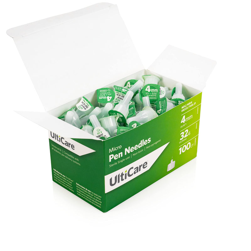 [Australia] - UltiCare Pen Needles 4mm (5/32”) x 32G Micro, 100 Count: for At-Home Insulin Injections, Compatible with Most Pen Injector Devices 