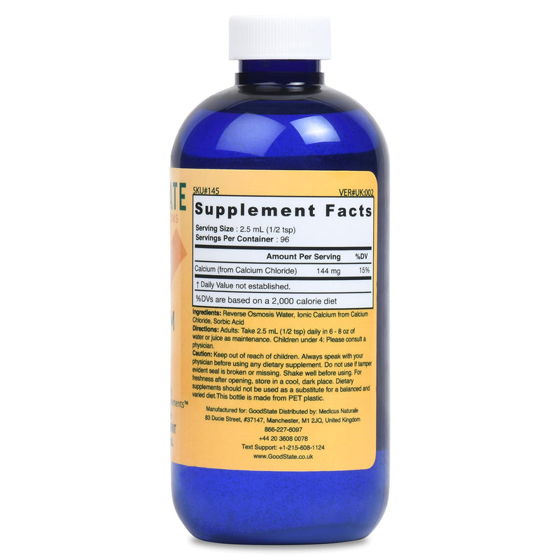 Good State | Ionic Calcium | Natural | Nano Sized Mineral Technology | Professional Grade | Supports Healthy Bones, Tendons & Ligaments | 96 Servings at 400 mg | 8 Fl oz Bottle