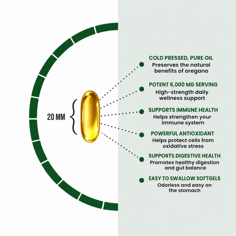 Wild Oregano Oil Capsules 6000mg High Potency - 240 Softgels (2x120) 6000mg Oil of Oregano with Black Seed Oil Non-GMO, Gluten Free Supports Immune & Digestive Health, High Strength Oregano