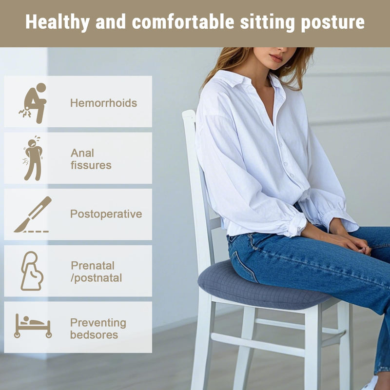 [Australia] - Donut Pillow for Bed Sores Tailbone Pain Relief Cushion, Cotton Butt Donut Cushion Breathable for Hemorrhoid, Pregnancy, Prostate and Surgery, Sitting Pressure Relief for Home, Office, Car Navy Blue 