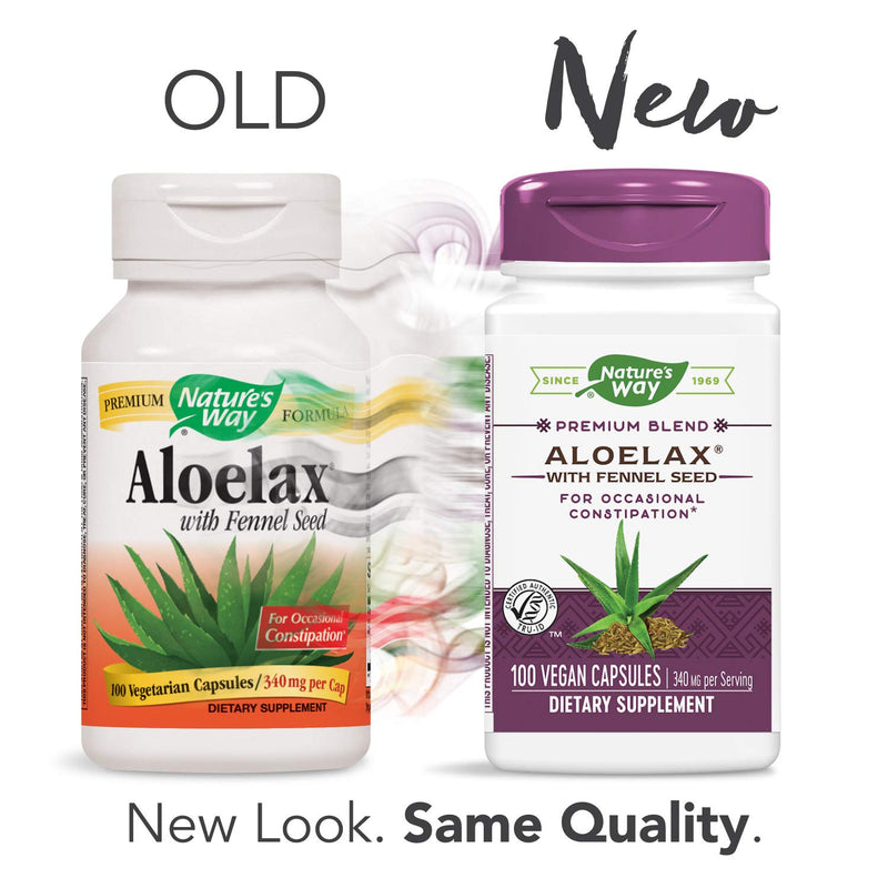 [Australia] - Nature's Way Aloelax, Premium Blend, with Fennel Seed, Occasional Constipation*, 340 mg, Vegan, 100 Capsules 